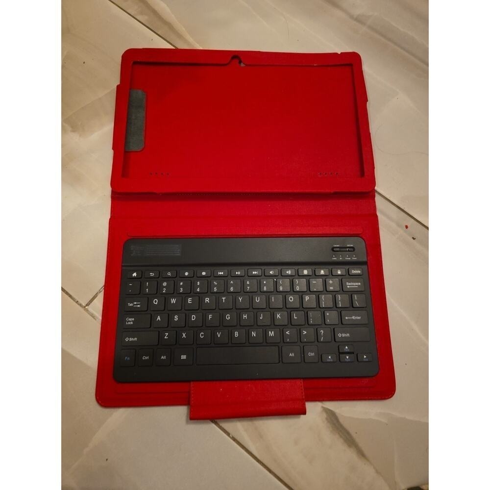 Bluetooth Tablet Keyboard Folio‎ Case Red Model KBT13 Wireless QWERTY Slim F1